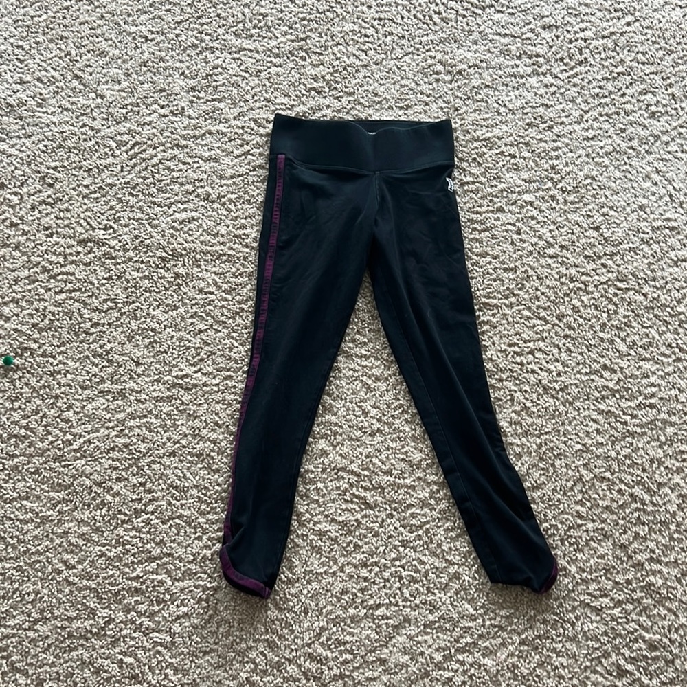 black yoga pants with purple camo stripes